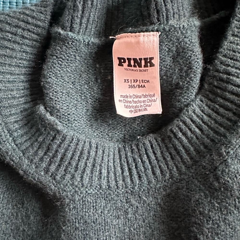 Victoria’s Secret Pink Dark Green Puppy Dog Sweater XS - Picture 10 of 11